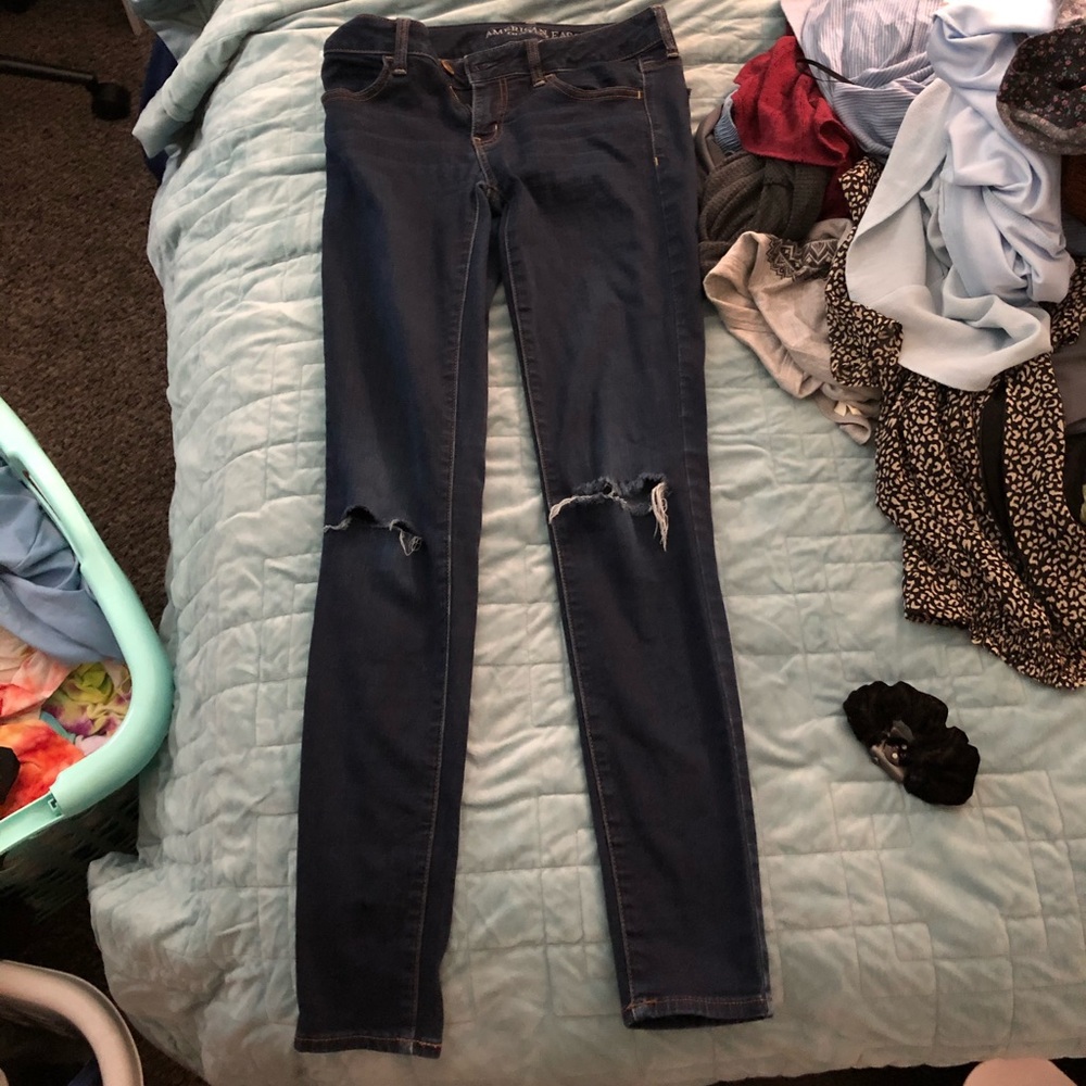American eagle jeans with knee holes size 4